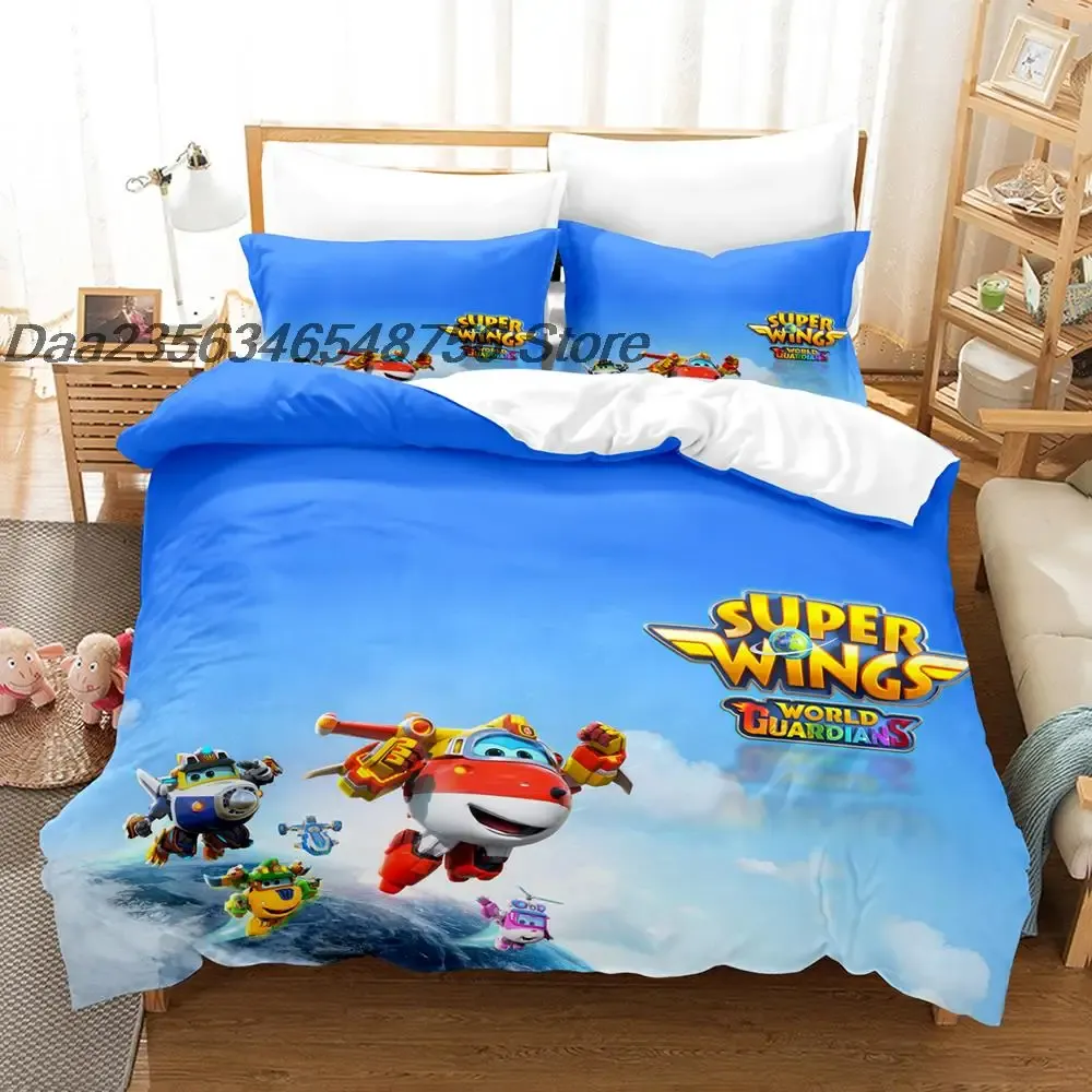 uppsättningar kawaii super vingar sängkläder set singel tvilling full drottning king size säng set aldult barn sovrum duvetcover set 3d anime lak