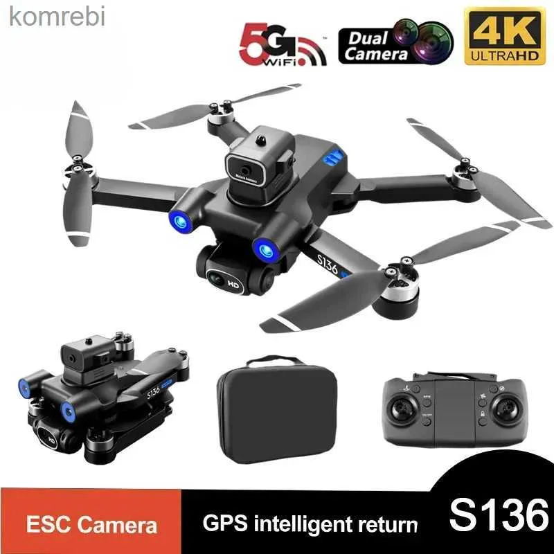 Drones S136 pliable RC quadrirotor avec caméra GPS 4K Drone professionnel photographie aérienne évitement d'obstacles sans brosse Dron jouet 24313