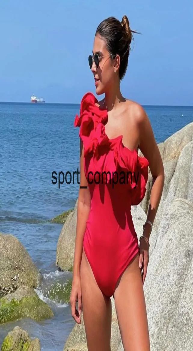 2022 Nowy seksowny druk w kwiecistym nadruku stroju kąpielowego One Piece Off the ramion stroje kąpielowe Kobiety Solid Deepv Beachwear Bathing Suit Monkini5962556