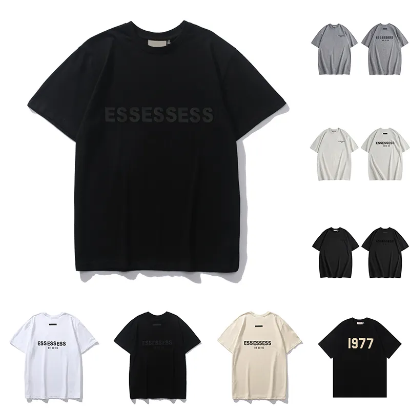 2024 Essentialsweatshirts Hommes et femmes Designer T-shirts Lettre poitrine imprimé laminé à manches courtes Mode Lâche Oversize Casual T-shirt Coton Tops