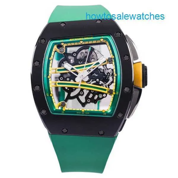 Schöne Armbanduhren, Unisex-Armbanduhr, RM-Uhr Rm61-01, manuell, 50,23 x 42,7 mm, Rm6101, grüne Spur, schwarze Keramik, Titan der Güteklasse 5