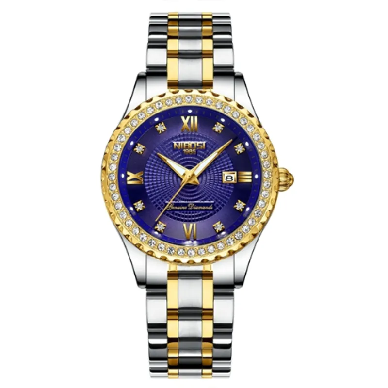Nibosi kobiety ogląda najlepszą markę luksusową złotą parę sportową kwarcową zegarek Business Waterproof Wrisroof na rękę Relogio feminino