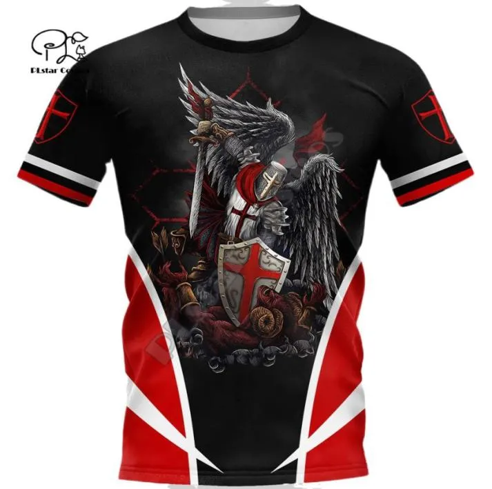 Heren vrouwen Tempeliers t-shirt Zomer 3d t-shirts Warrior print zwart wit rood tees casual korte mouwen tops uitloper MX2007213367598