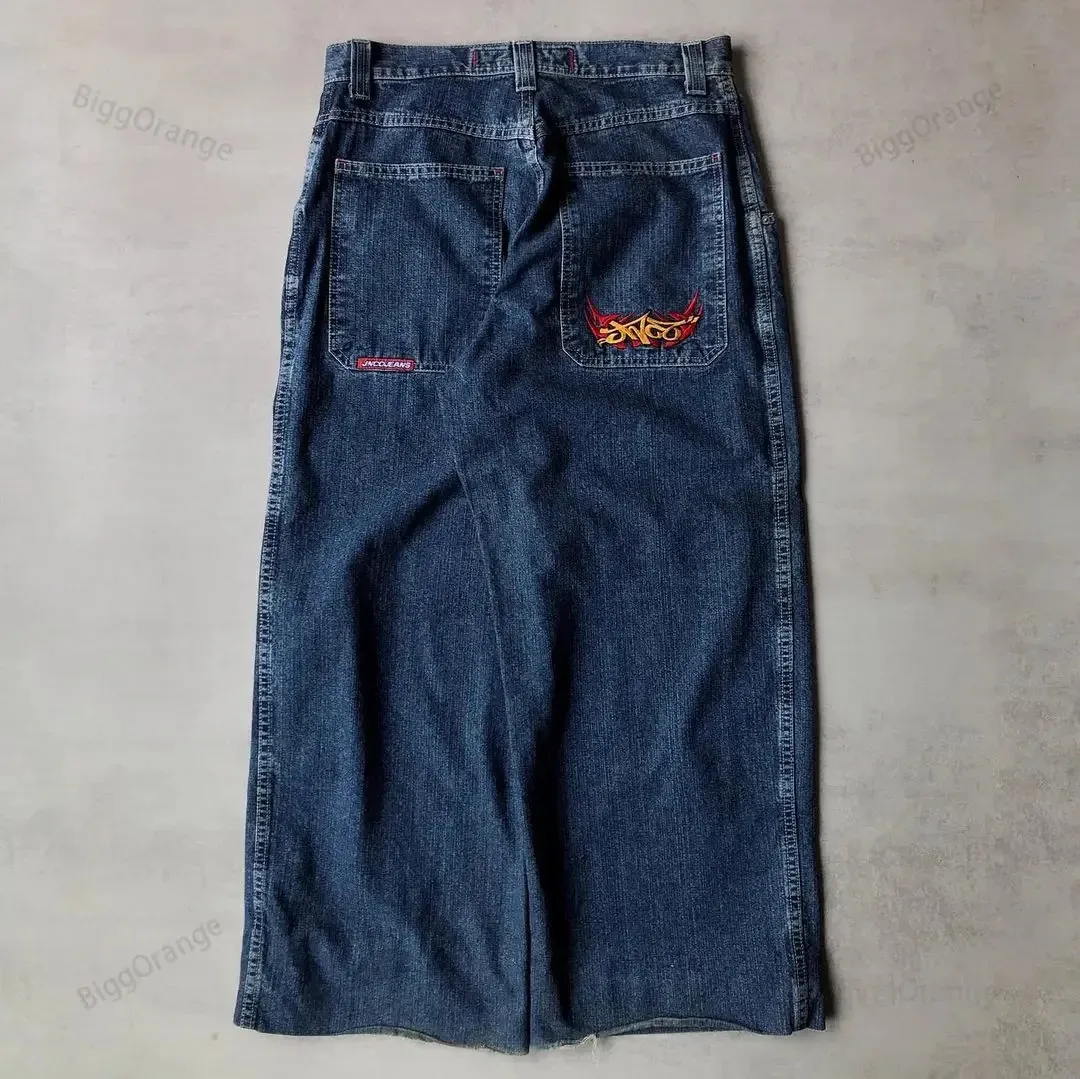 JNCO Baggy Jeans Hip Hop Rock Stickerei Muster Männer Frauen Mode Streetwear Retro Harajuku Hohe Taille Breites Bein 240304