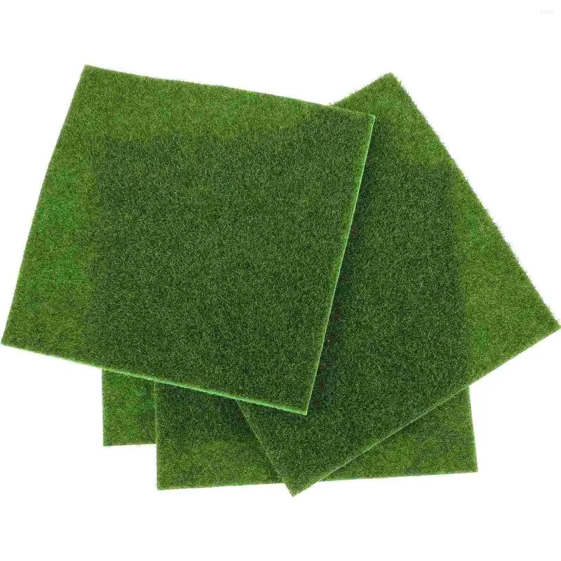 カーペット4pcs人工草飾りガーデンハウスクラフトポットランドスケープx 15cm（緑）