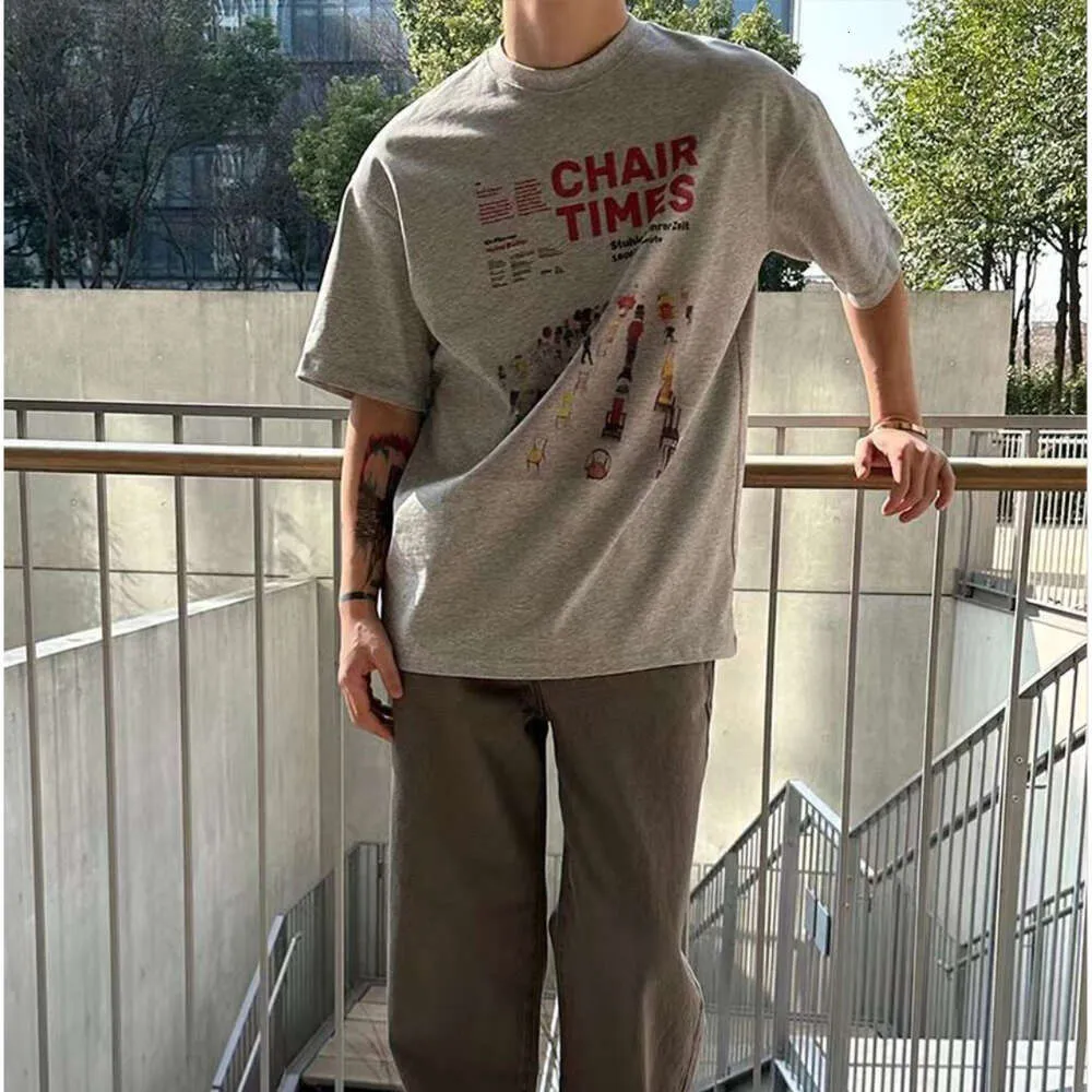 면화 한국 복고풍 낙서 인쇄 짧은 슬리브 남자 거리 Y2K 성격 INS 간단한 캐주얼 스포츠 대형 티셔츠