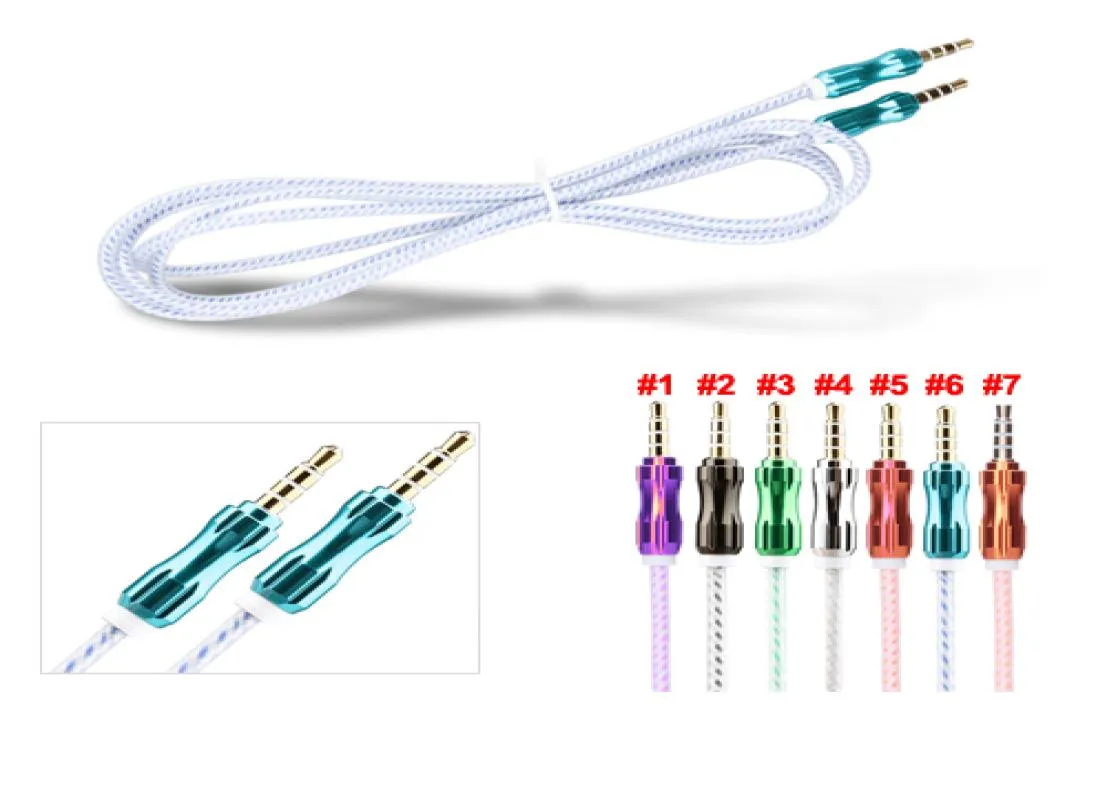 1M 3ft Cord Calabash Style Metal Port Car Stereo Audio Audio Line Date Jelly Wire Extension 35mm Male to Male Aux Cable1814966