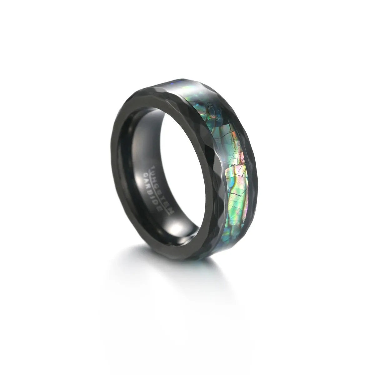 Anello con bordo a rombo Anello in acciaio al tungsteno in oro rosa nero Moda Uomo Fedi nuziali Anelli per gioielli da uomo