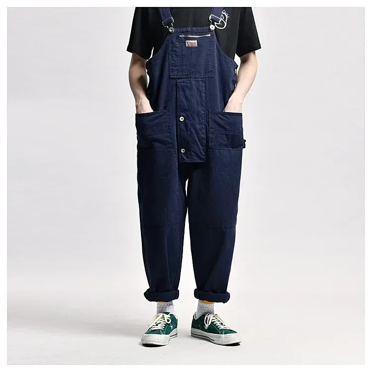 2023 Primavera Uomo Tuta Tute di colore solido Pantaloni Moda Casual Multi tasche Streetwear Safari Style Daily Cargo