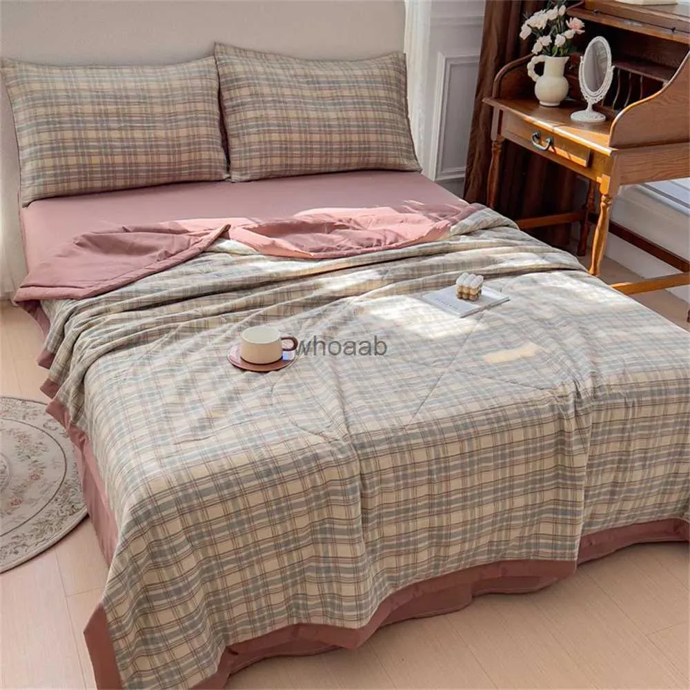 Comforters sets Summer Quilt Cotton Home Sofa Air Conditioning Throw Blanket Breathable Soft Office Nap Blanket Bedroom Bed Thin Quilts Washable YQ240313