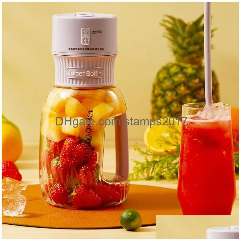 Fruits Légumes Outils Portable Presse-agrumes électrique 1L Grande capacité Coupe de jus Smoothie Blender 4000Mah Mélangeurs sans fil Orange Squeeze Dhcdb