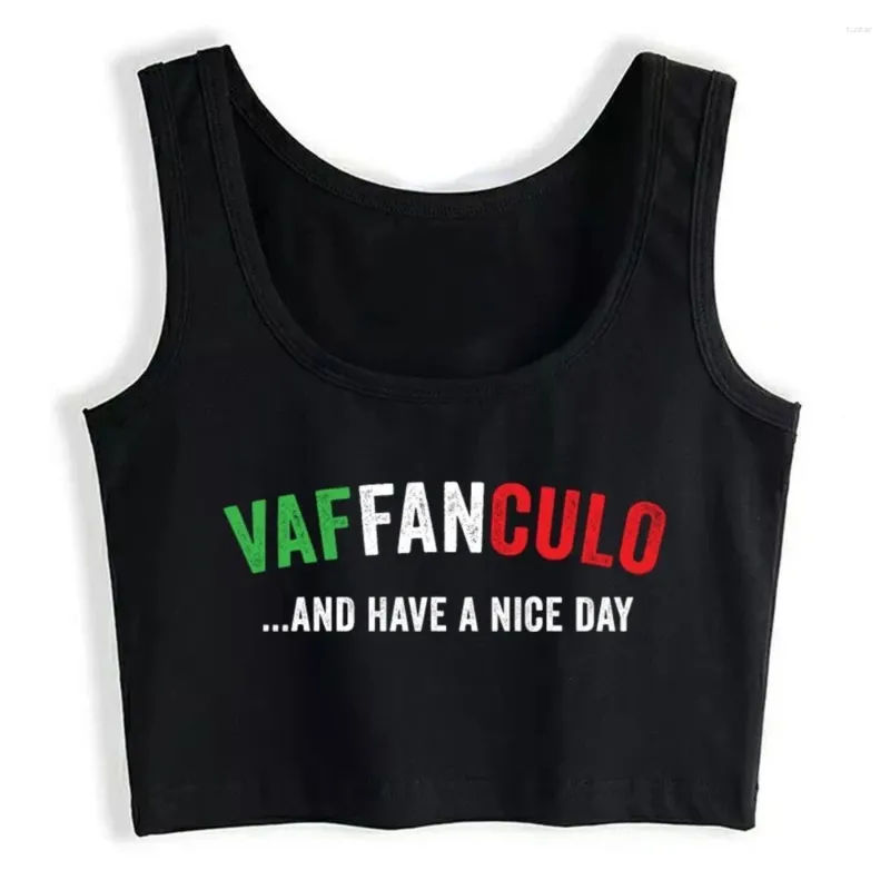 Women's Tanks Funny Vaffanculo Italian Sayings Quote Casual Inscriptions Cotton Sports Crop Top