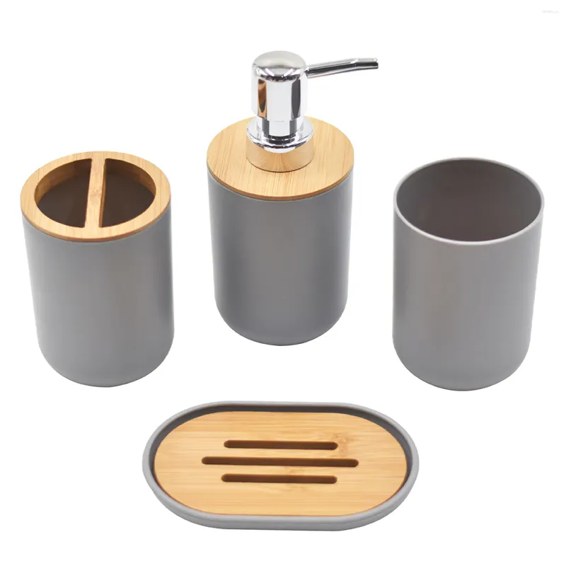 Badtillbehör set 4st badrumstillbehör Essential Cup el nordisk stil tvål dispenser hem modern maträtt tumlare present tandborste hållare