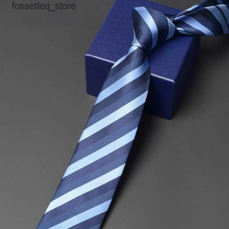 Neck Ties Brand New Mens Business Tie 7CM Wide Stroped Neck Tie For Men Fashion Formal Neckties Business Work Dress Shirt Ties Gift Box L240313