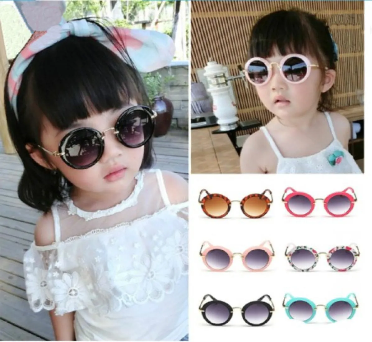 Mode kinderen kleine jongens meisjes vrouwen jonge kinderen retro antiUV400 zonneschermen baby bril brillen sunglass1221929