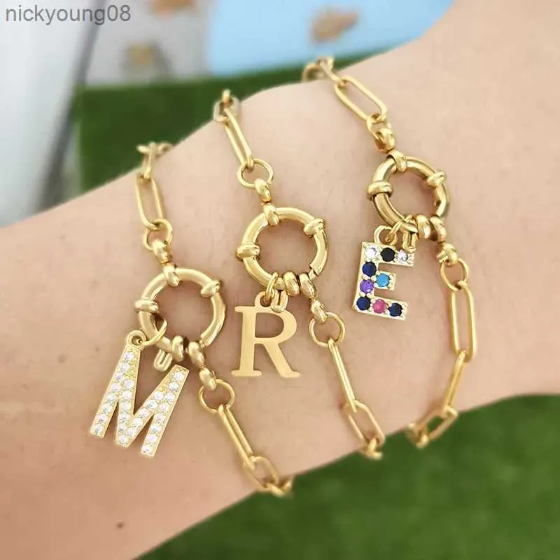 marinaオーダーページ•*¨*•.¸¸♬ Charm Bangles: Initial A Z Letter Bracelet, Stainless Steel
