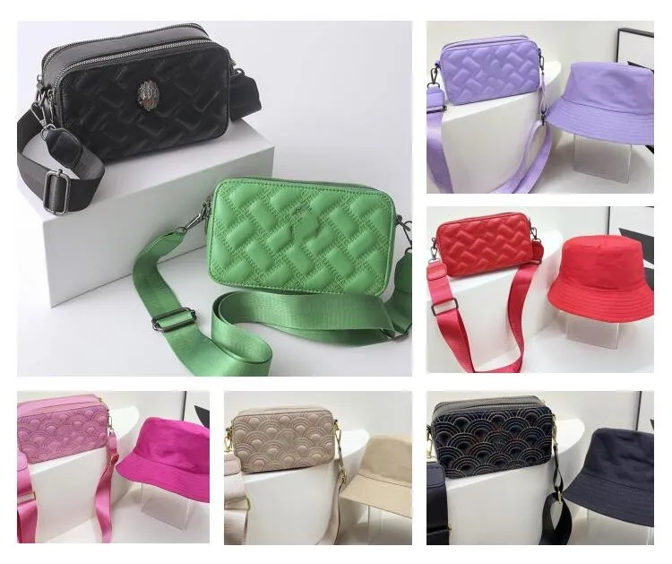 Kurt Geiger Kameratasche, Lederreißverschluss, Mini Kensington, Regenbogen-Nähgarn, Geldbörse, Umhängetasche, Umhängetasche, Umhängetasche, Umhängetasche, Tasche + Hut