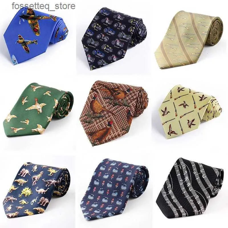 Nacke slipsar skräddare Smith Silk Bird Slyckor Mens Fancy Animal Tie Printed Suit Dress Casual Party Slips Cravat Hunting Shooting Accessory L240313