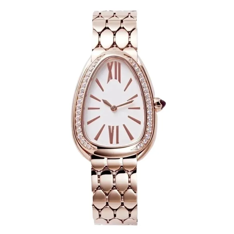 Klassische Designer-Uhr für Damen, Kristall, Schlangen-Stil, Edelstahl, Quarz-Armbanduhr, Saphirglas, Diamant-Uhr, wasserdicht, leuchtend, kostenloser Versand, SB066 C4