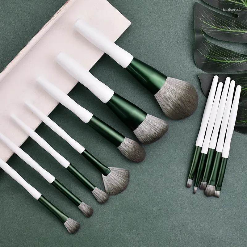 Make-up-Pinsel-Set, grüne Glasur, superweiches bionisches Haar, voller Beauty-Werkzeug, Lidschatten-Rouge-Pinsel
