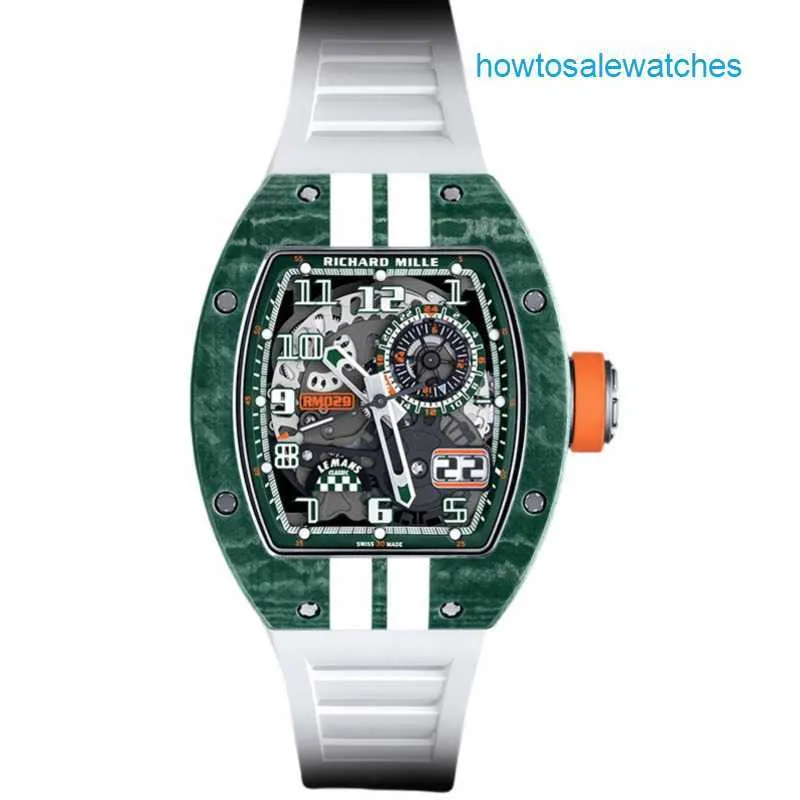 Spannend polshorloge Exclusieve horloges RM Watch RM029 Herenserie RM029 Automatisch mechanisch horloge van koolstofvezelmateriaal Gebruikt horloge Enkel horloge