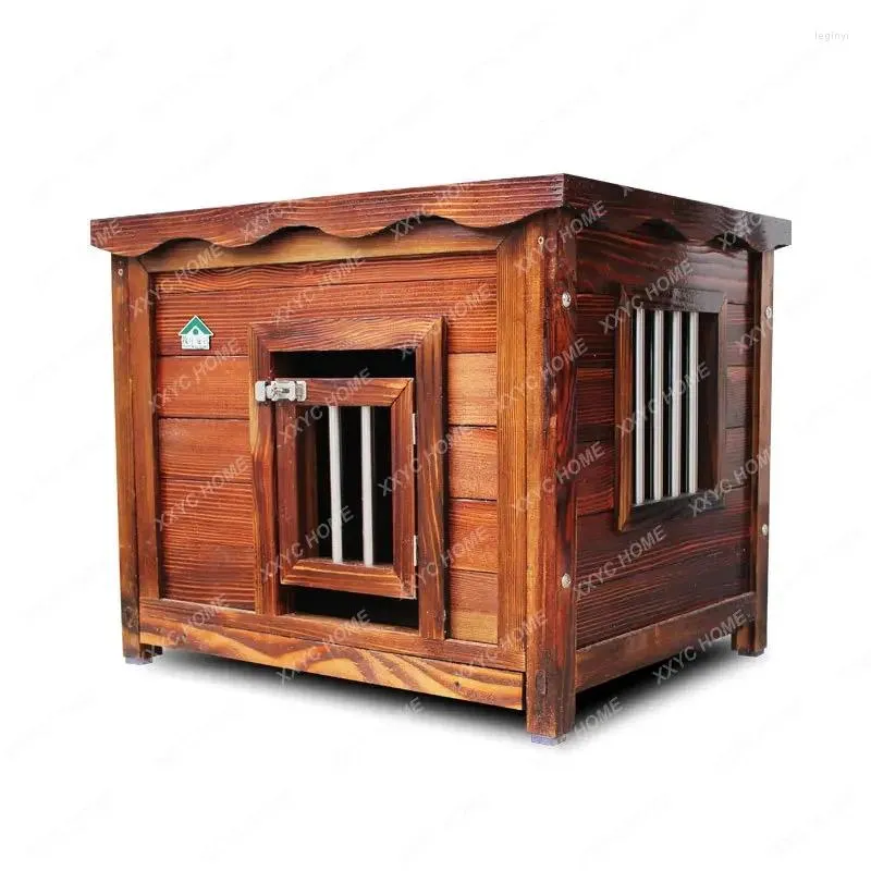 Porte-chats en bois, maison pour chien, chenil d'hiver, balcon amovible et lavable, Villa chaude en bois massif pour animaux de compagnie