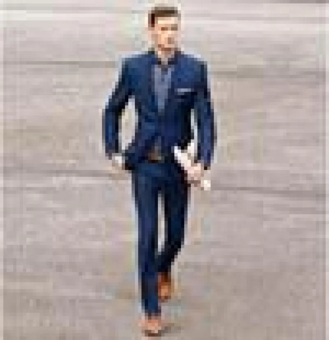 Abiti da uomo estivi blu navy 2019 Abiti da sposa per uomo Blazer maschili delicati Smoking da sposo slim fit Giacca casual 2 pezzi Abiti da ballo3925390