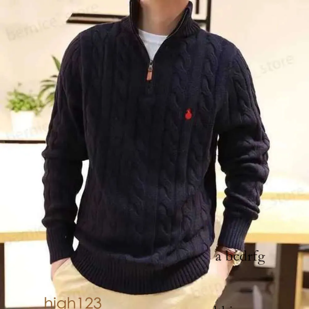 Men's Sweaters Mens Sweater Designer Polo Half Zipper Hoodie Long Sleeve Knitted Horse Twist High Collar Men Woman S Embroidery Fashion 704