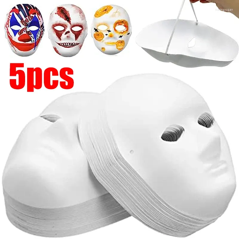 لوازم الحفلات 5pcs Diy Painting Cosplay Mask Women Men Men White Face Paper Baper to Barning Halloween Props