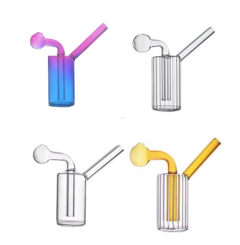 Bong en verre portable conduites d'eau narguilé épais Pyrex Dab plates-formes pétrolières cendrier Bongs épais capiteux recycleur plate-forme cuillère à tabac pour outils de fumeur