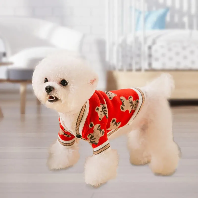 Cão vestuário pequeno suéter gato clássico malhas casaco menino menina cachorrinho macio animal de estimação roupas de malha cardigan