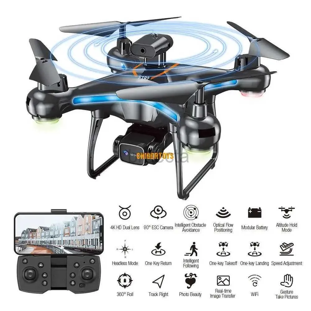 Drony Nowe F192 Zdalny helikopter 4K Profesjonalny podwójny aparat Pozycjonowanie przepływu optycznego Podwójne unikanie przeszkody FPV WiFi Dron 4 LDD240313