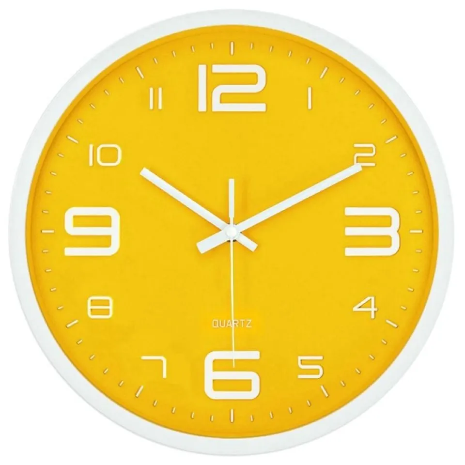 Grande horloge murale numérique silencieuse nordique créative jaune moderne maison Simple horloge murale 264O