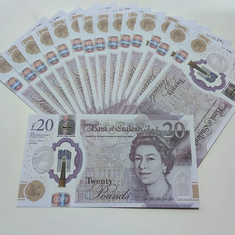 Prop Money Toys UK Pound GBP British 5 10 20 50 Pound Fake Money Notes Toy for Kids Christmas Gifts eller Video Film