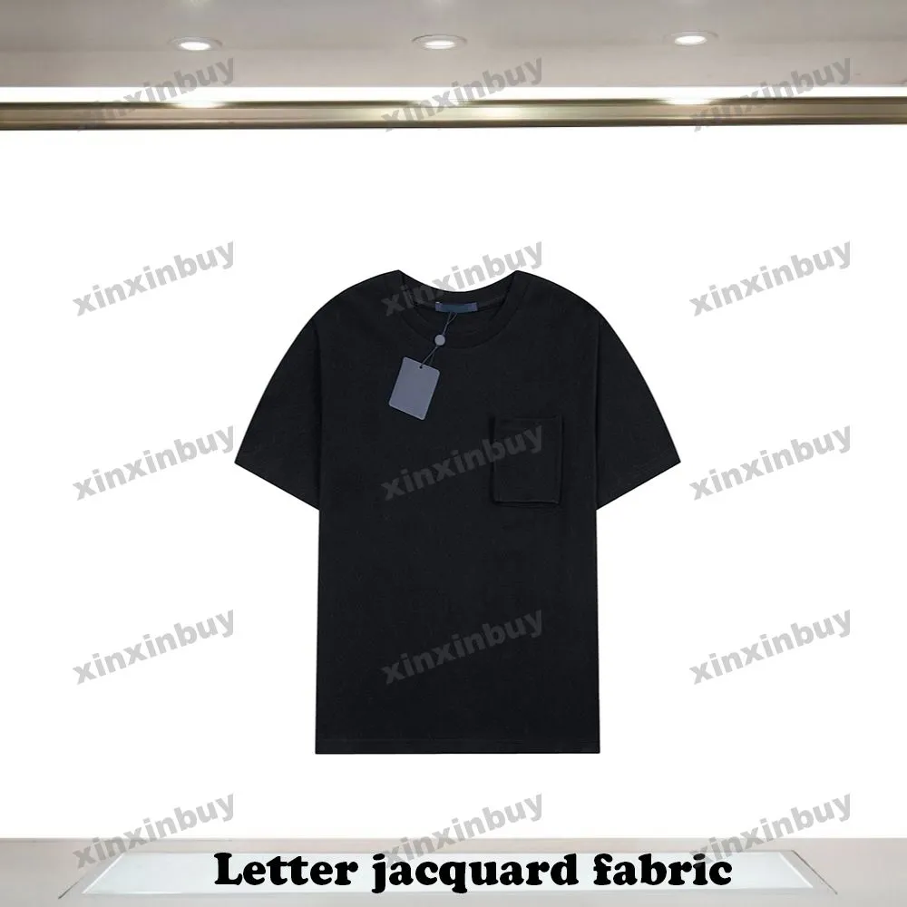 Xinxinbuy Hommes Designer Tee T-shirt 2024 Lettre Tissu Jacquard Manches courtes Coton Femmes Gris Noir Blanc Bleu S-XL