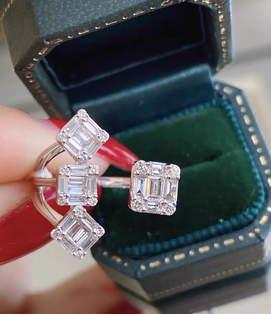 INS mais vendido anéis de casamento anéis de casamento jóias de luxo 925 prata esterlina t princesa cortada white topáz