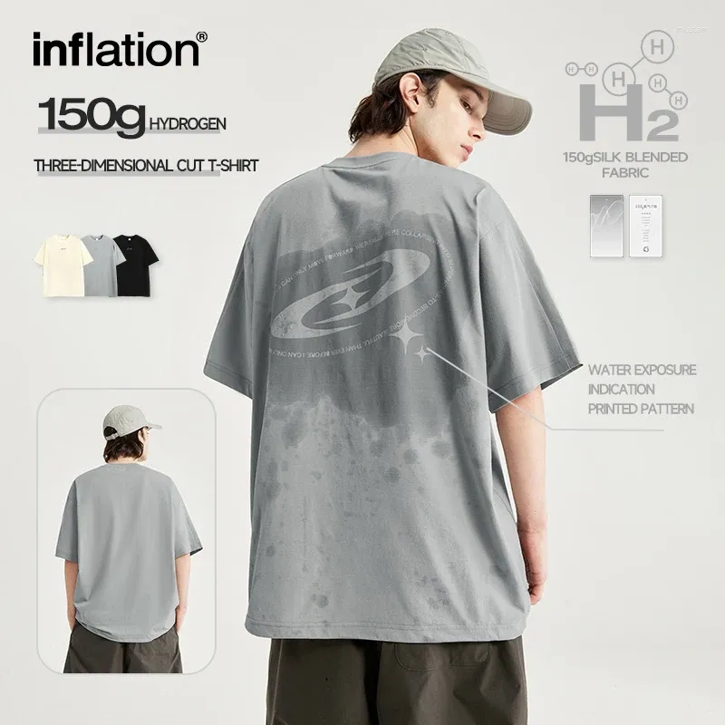 T-shirts voor heren INFLATIE Trendy technologiestof Lichtgewicht waterstof T-shirts Technische natte verandering grafische oversized T-shirts voor heren