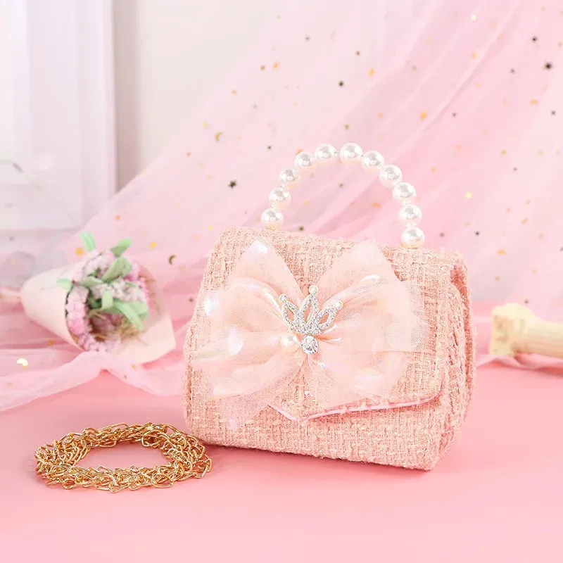 Flickor prinsessan crossbody väska söta barn spetsar plånböcker och handväskor kawaii baby myntpåse småbarn handväska gåva 240227