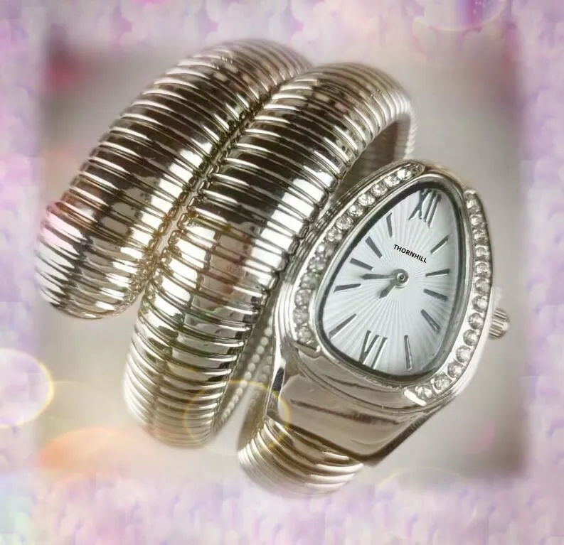 luksusowy kwarc damski złoto zielone niebieskie tarcze zegarki mody diamenty pierścień pszczoła zegar wąż pełny stal ze stali nierdzewnej Roseżko srebrna bransoletka prosta wygląd Prezenty
