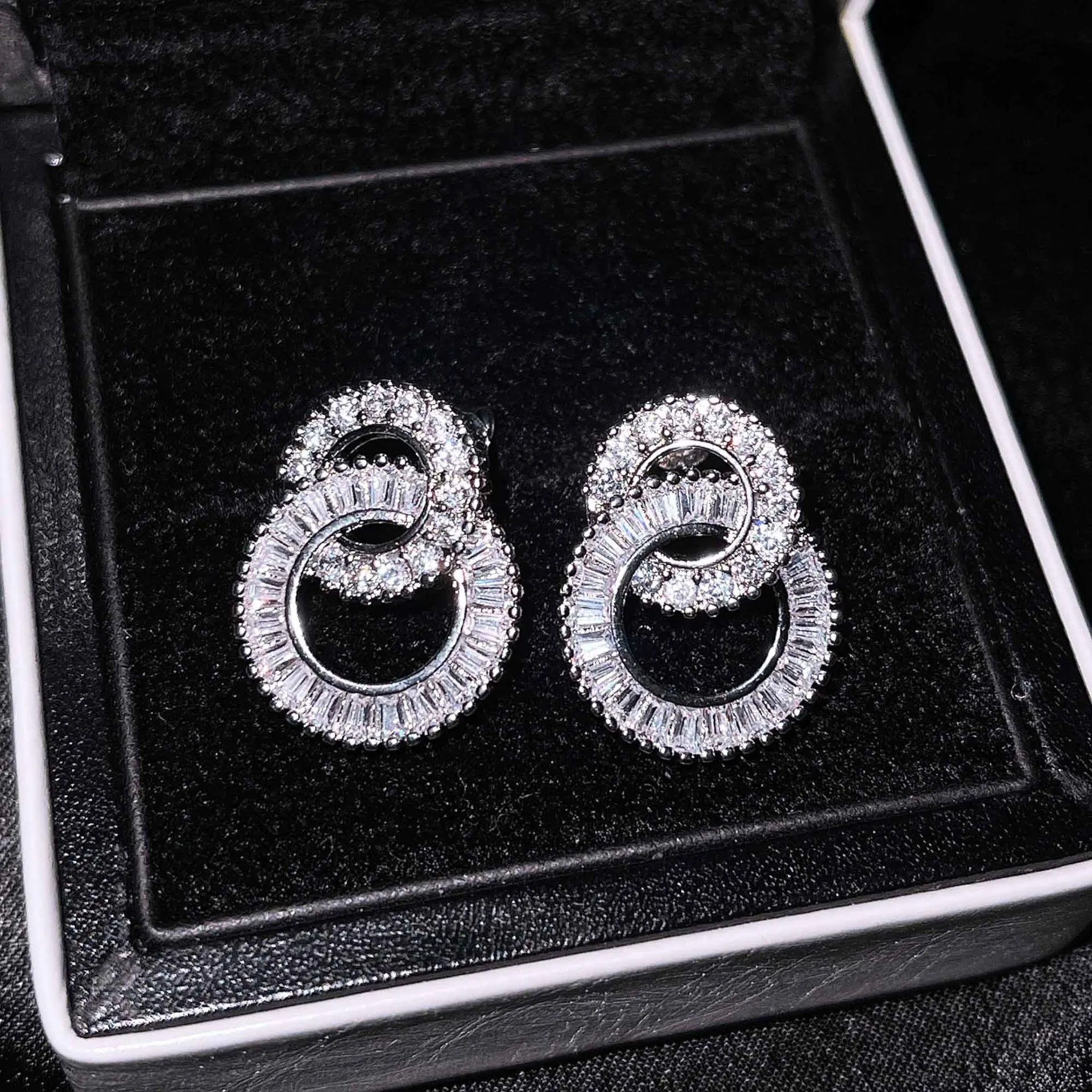 Pendientes de gota de lujo de cristal Cz color plata Bohe compromiso pendientes colgantes para boda para mujer joyería de fiesta