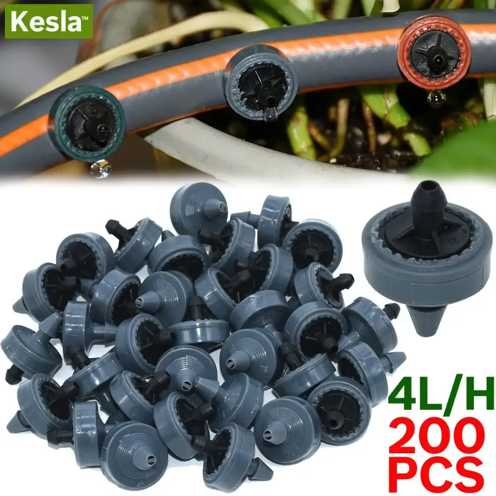 Kits 200PCS 2L 4L 8L/H Pressure Compensating Drip Irrigation Emitter Turbo Style Dripper Garden Watering 4/7MM PE Hose Greenhouse