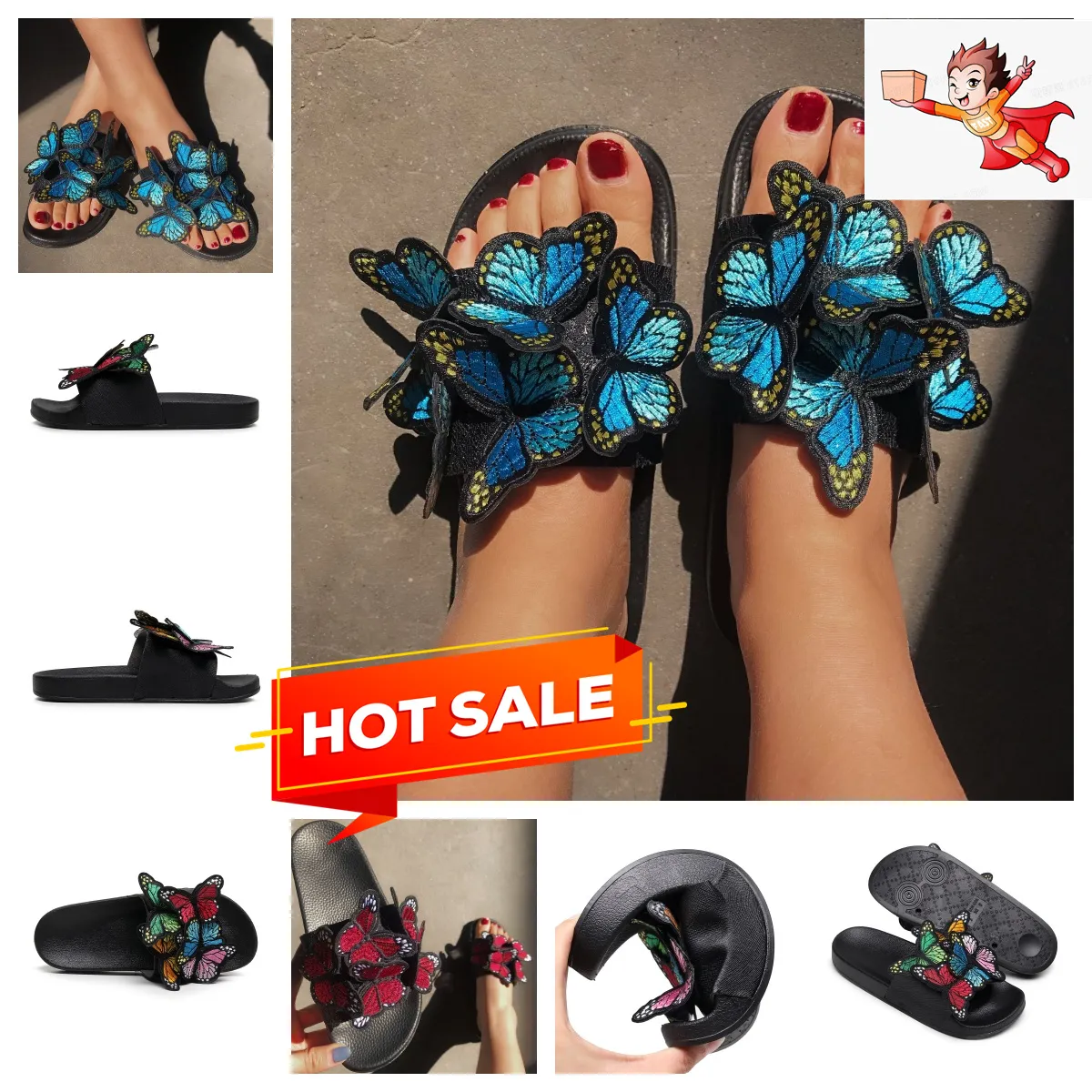 Designerskie sandały kapcie Slajdy Salehe buty damskie bluśk klasyczny Maza moda Menemsha jeżowca Rozmiar 36-41 gai moda kwiatowy czarny motyl