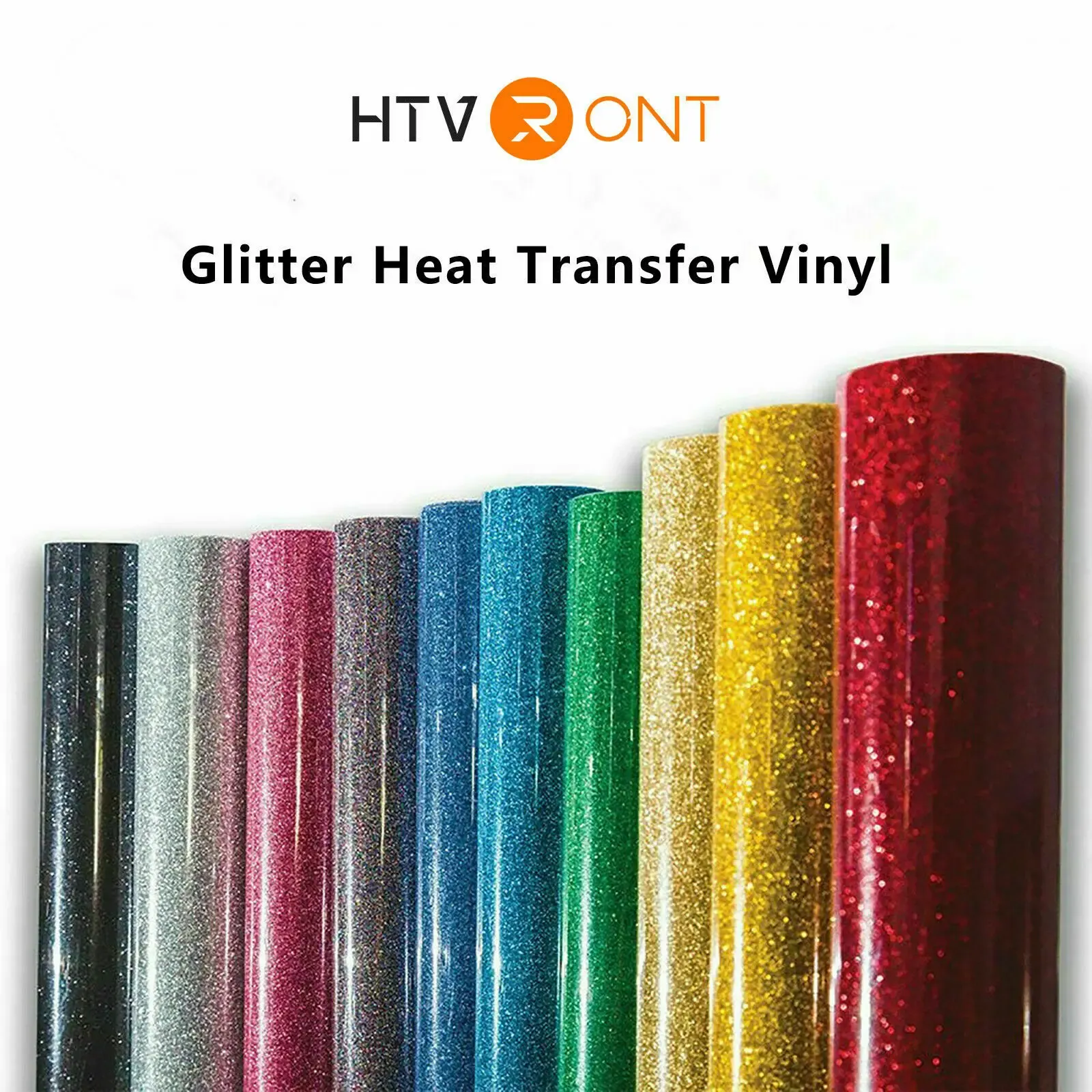 10 x 60 Zoll/25 x 152 cm HTVRONT Wärmeübertragungs-Glitzer-Vinyl für T-Shirts DIY Handwerk zum Aufbügeln auf HTV-Rolle Dekorfolie Drucken Kleidung