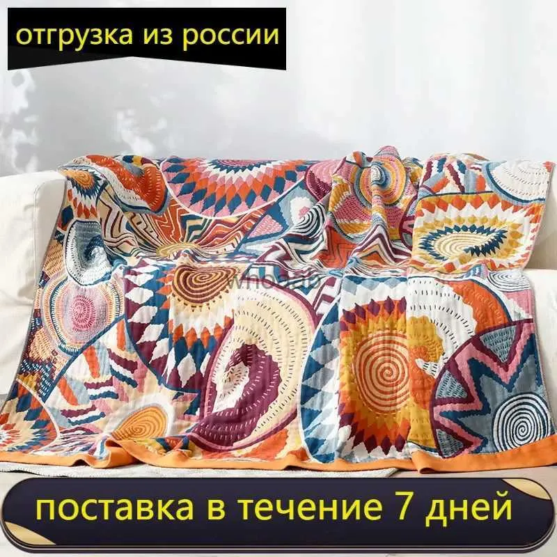 Comforters sets Nordic Style Throw Blanket on The Bed Cotton Gauze Sofa Towel Beds Sheet Picnic Beach Queen King Size Nap Quilt Home Decor YQ240313