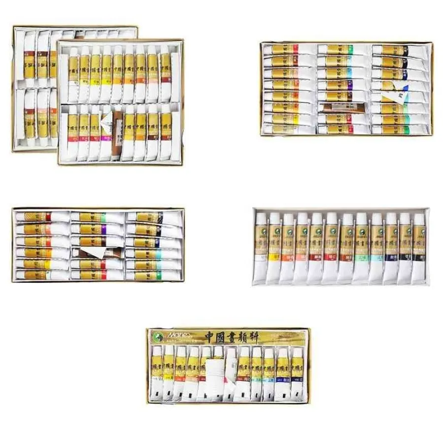 12 18 24 36 colori 5 12ml pittura cinese pigmento pittura ad acquerello strumenti di disegno per principianti artisti studenti forniture d'arte248W