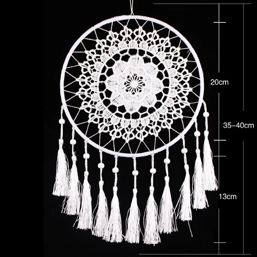 Room Crafts White Dream Catcher Handmade Hanging wall Ornament home Decoration Craft Big Circle Dreamcatcher307w