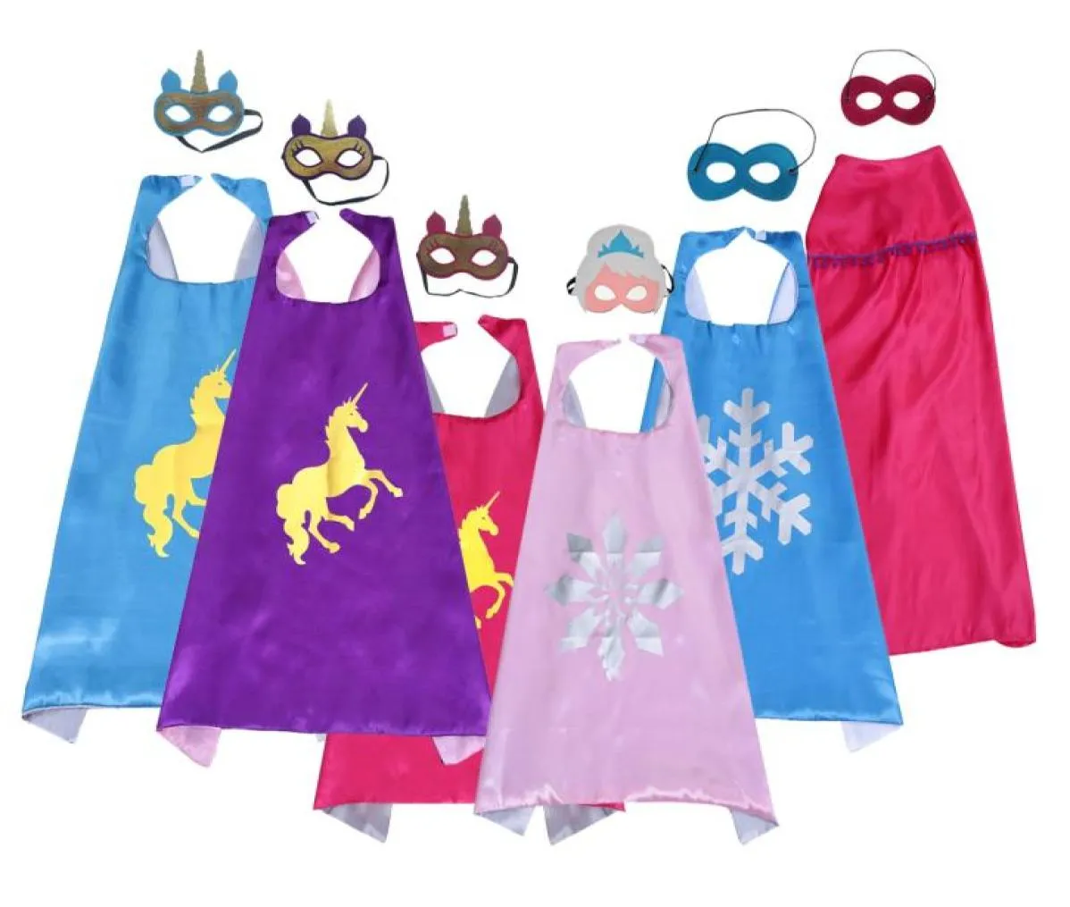 Multistyle Double Layer Unicorn Superhero Cape and Mask Set 7070cm Barn Barn Satin Fancy Dress Halloween Cosplay Costumes PA8787713