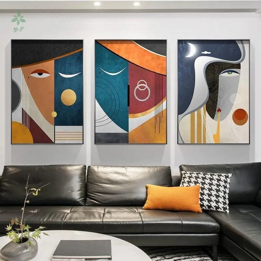 Paintings Abstract Face Art Print Modern Geometric Living Room Decor Canvas Indoor Decoration291C