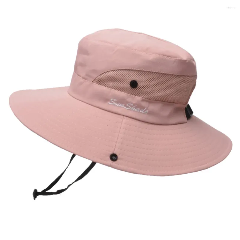 Chapéus de borda larga crianças malha praia dobrável chapéu balde pesca bonés de beisebol unisex