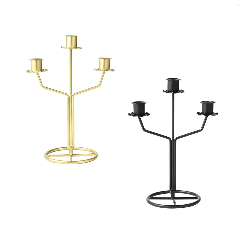 Titulares de vela Suporte de 3 braços Candelabros Sala de Natal Castiçal de metal